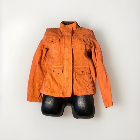 Kensie Womens‎ Jean Jacket Coral Medium Full Zipper & Button 2% Spandex - Picture 1 of 8